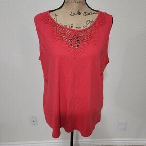 TALBOTS LINEN crocheted lace tank top‎ size 2x